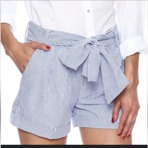 Womens Size Small Lauren James Blue And White Seersucker Pleated Front Shorts